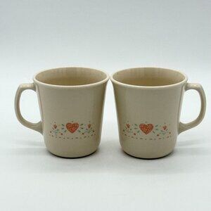 Vintage Corelle Set Of 2 Beige & Pink Coffee Cups